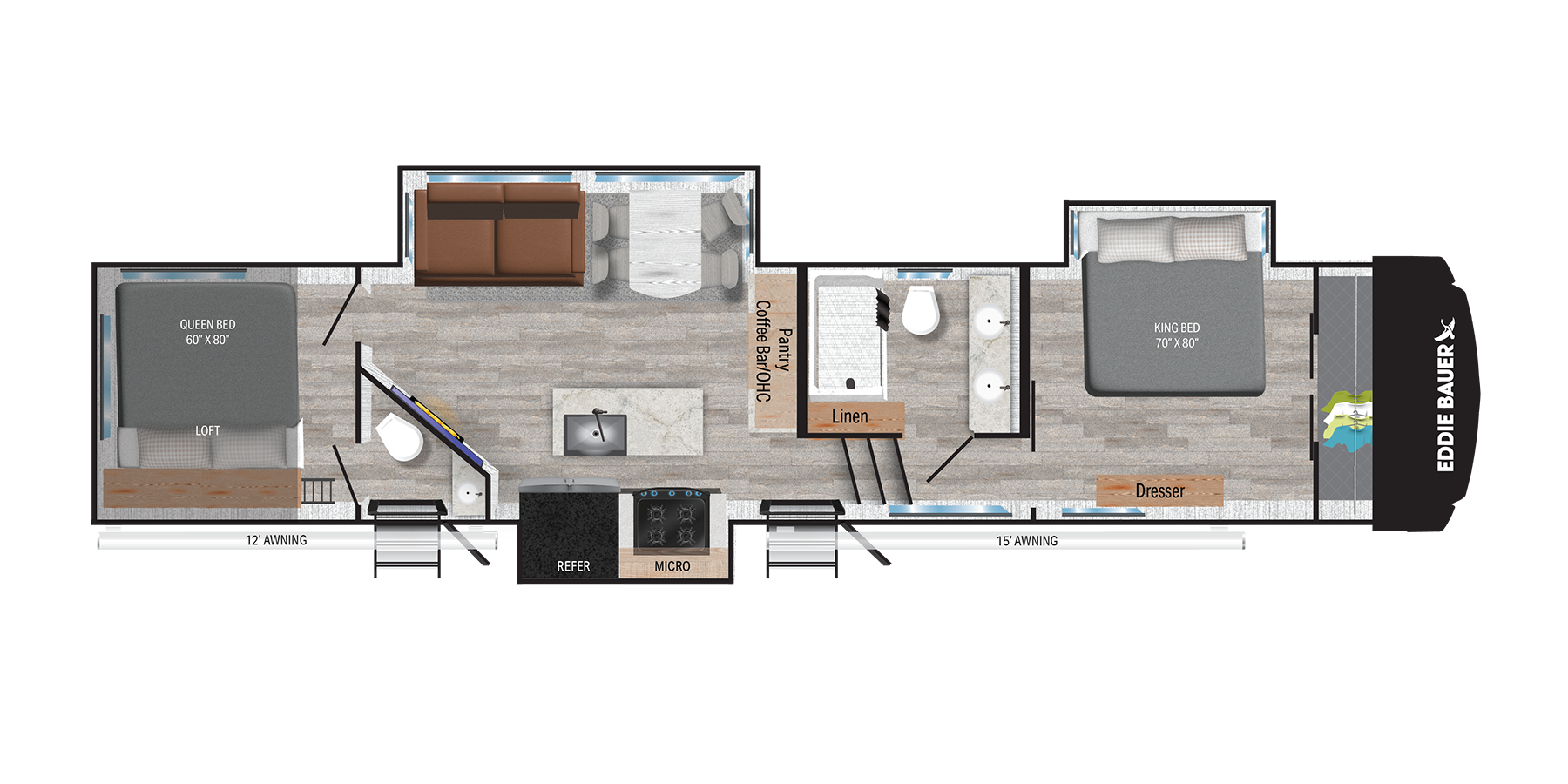 View 2025 Heartland Eddie Bauer 3600LF complete specs and manufacturer brochures