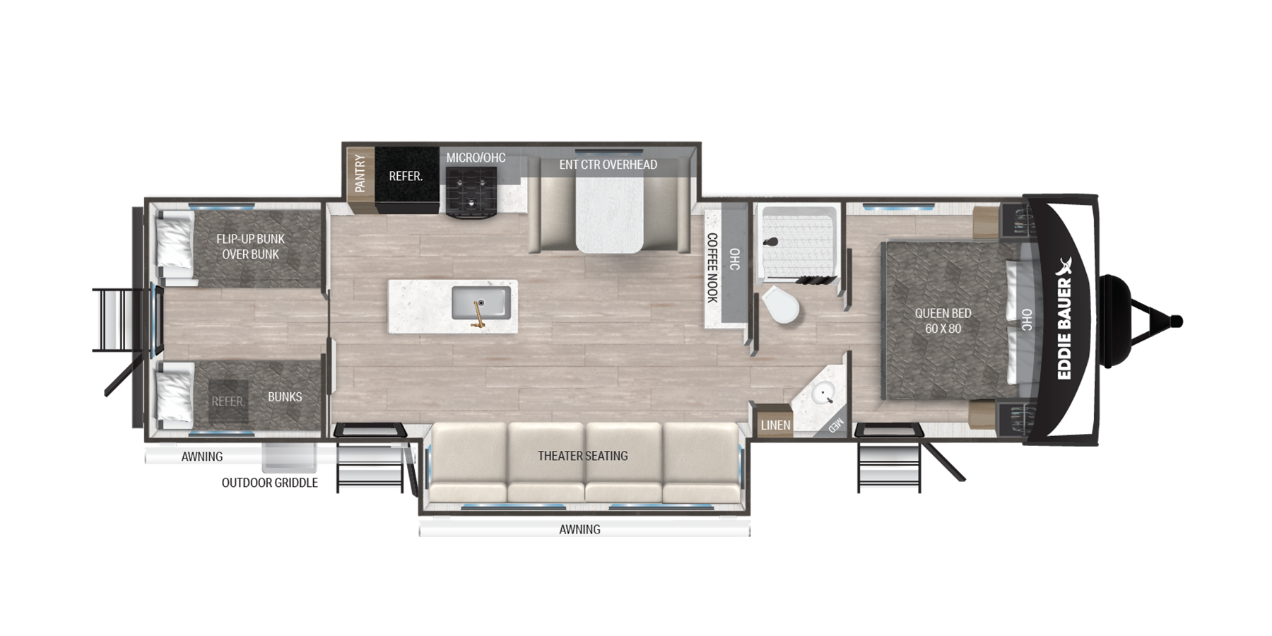 View 2025 Heartland Eddie Bauer EBL 3200BH complete specs and manufacturer brochures