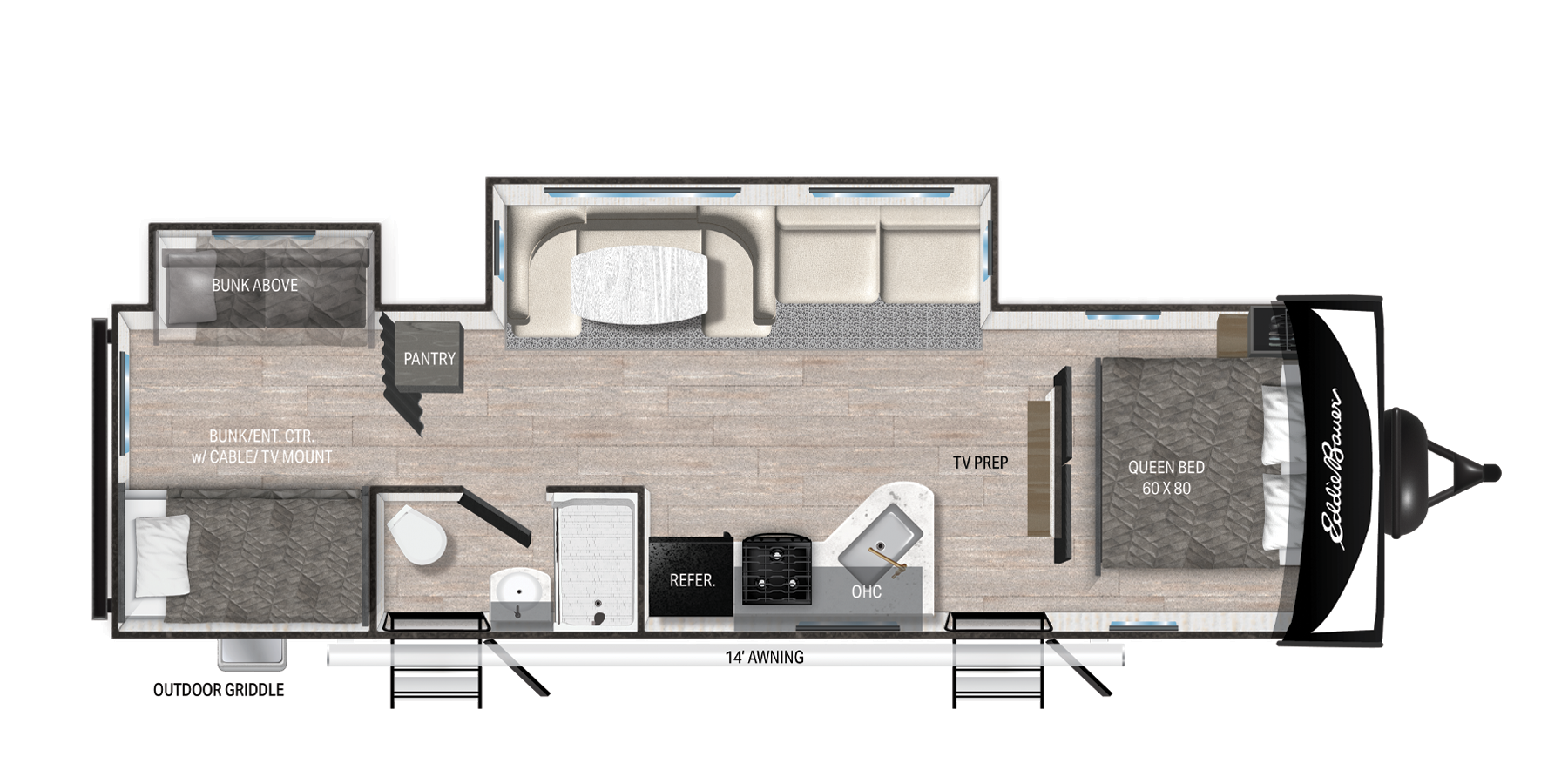 View 2025 Heartland Eddie Bauer EBL 324BH complete specs and manufacturer brochures