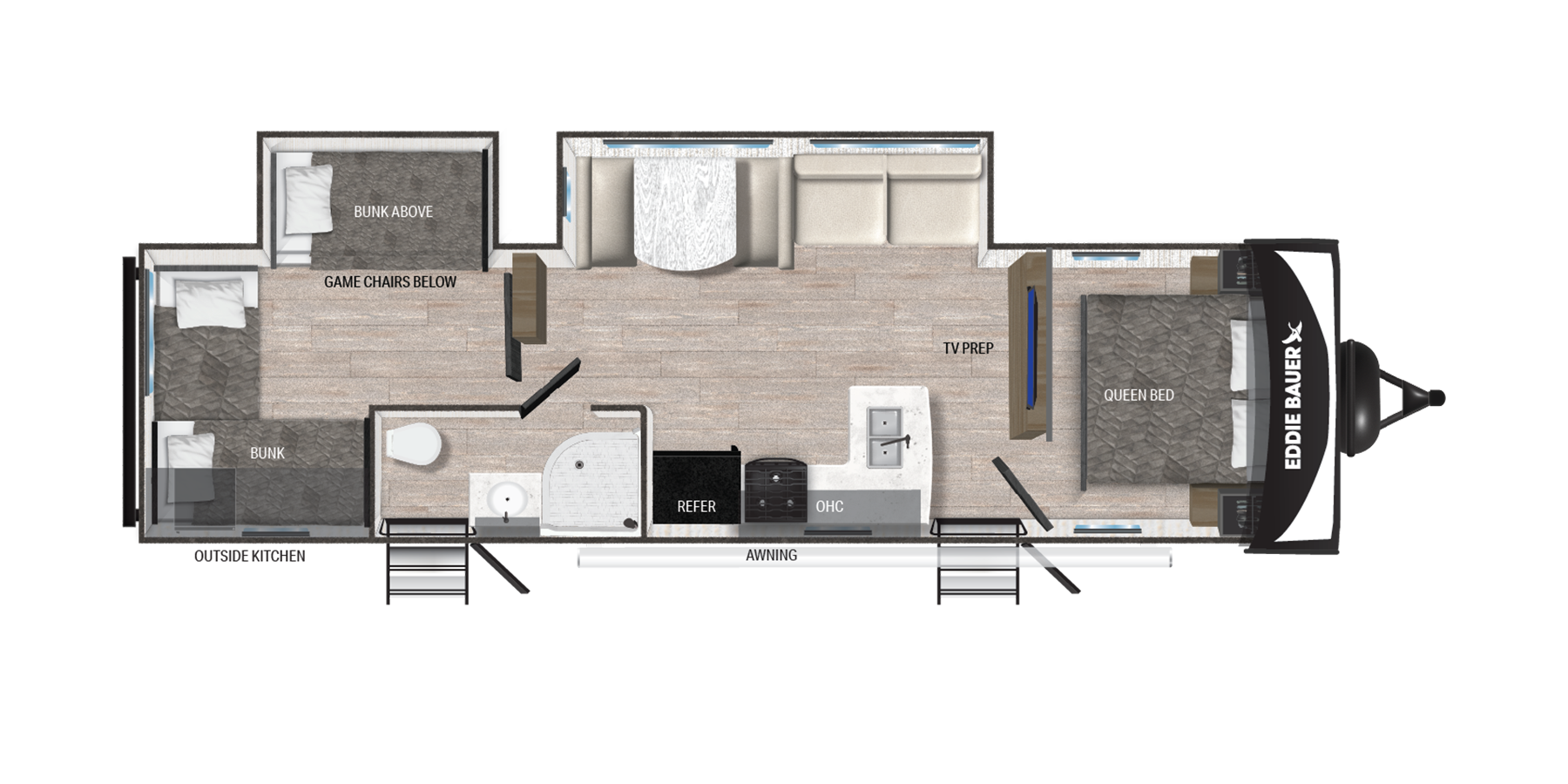 View 2025 Heartland Eddie Bauer EBS 320BH complete specs and manufacturer brochures