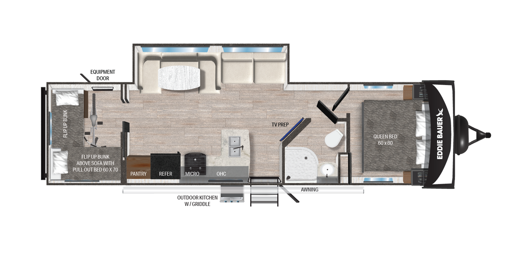 View 2025 Heartland Eddie Bauer EBS 322BH complete specs and manufacturer brochures