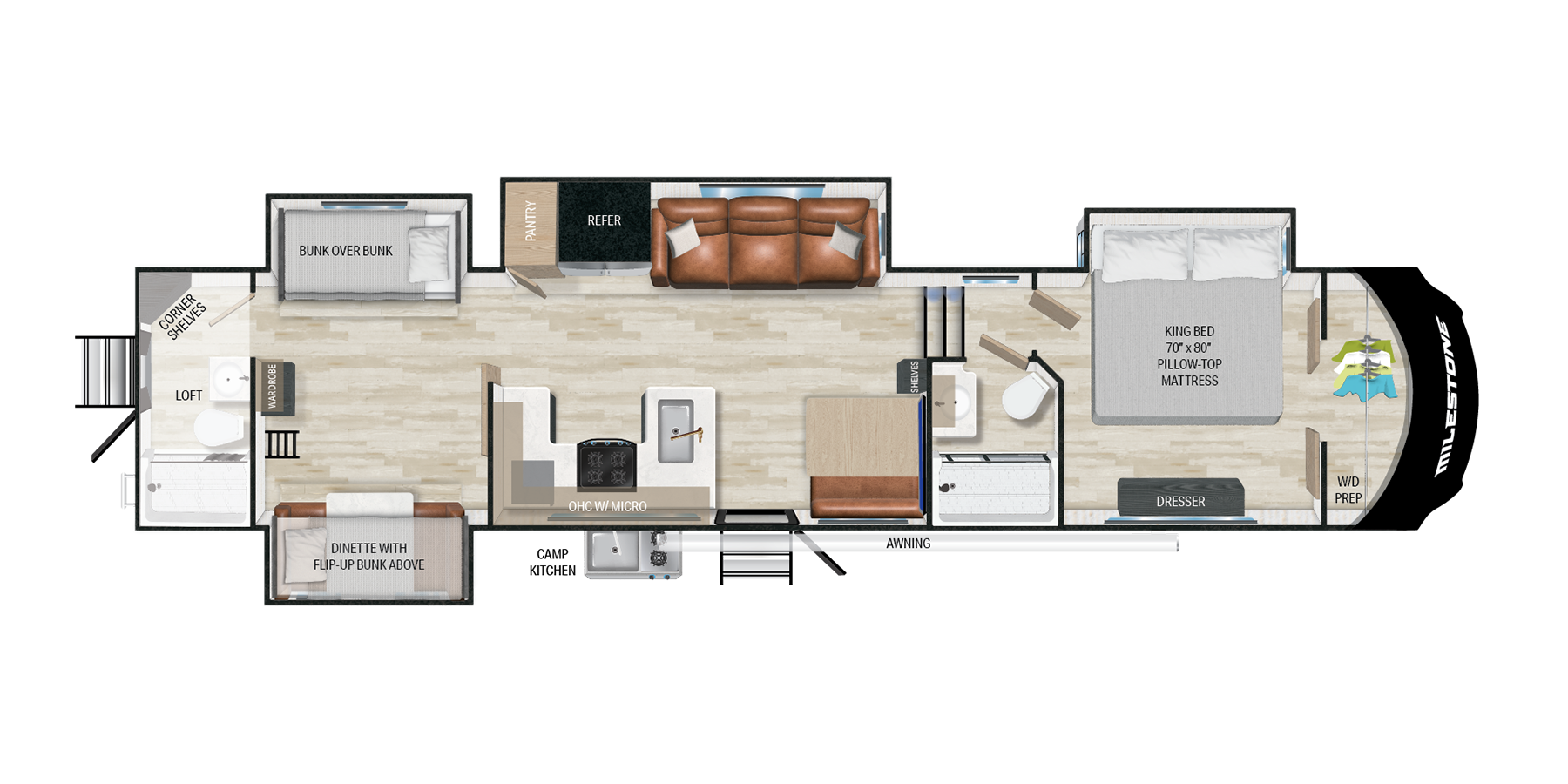 View 2025 Heartland Milestone 386BH complete specs and manufacturer brochures