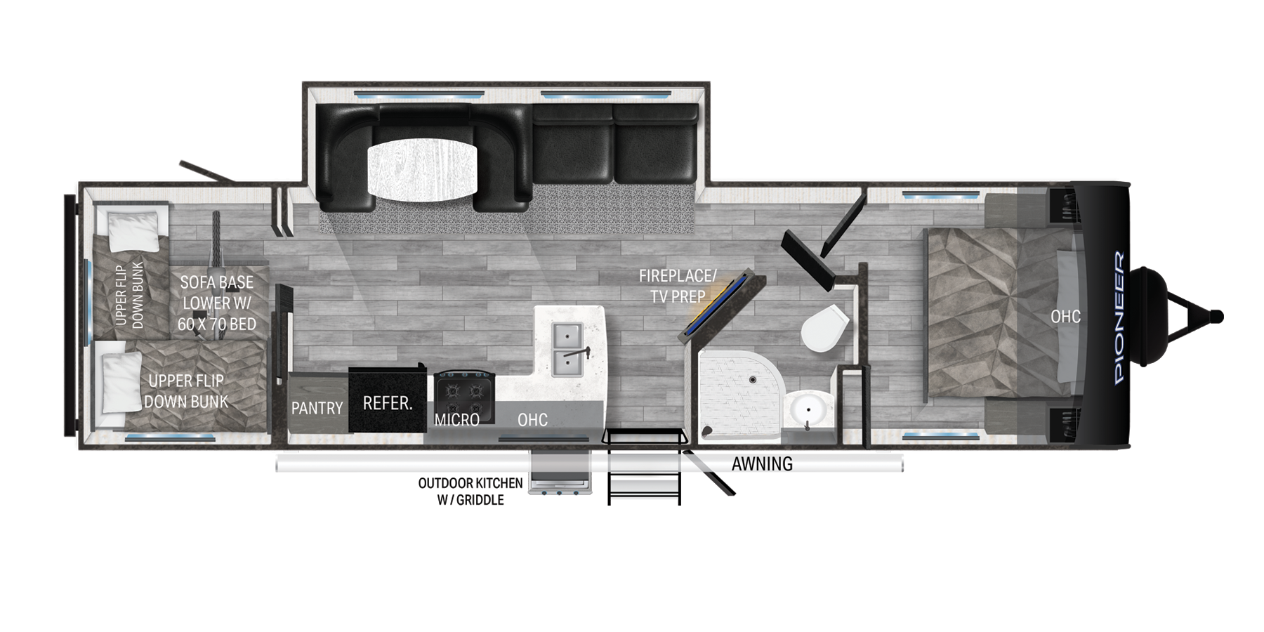 View 2025 Heartland Pioneer BH322 complete specs and manufacturer brochures