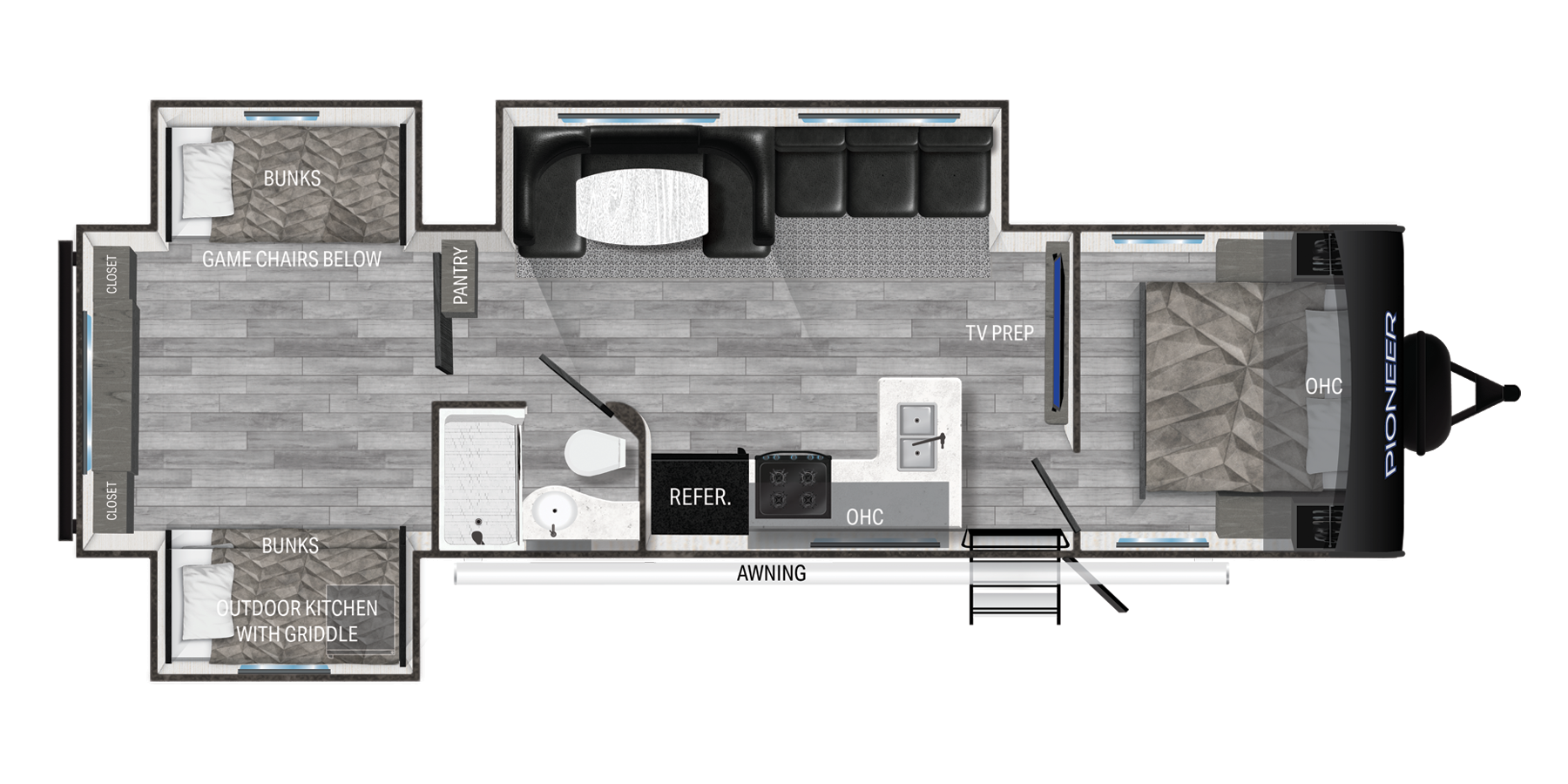 View 2025 Heartland Pioneer BH335 complete specs and manufacturer brochures
