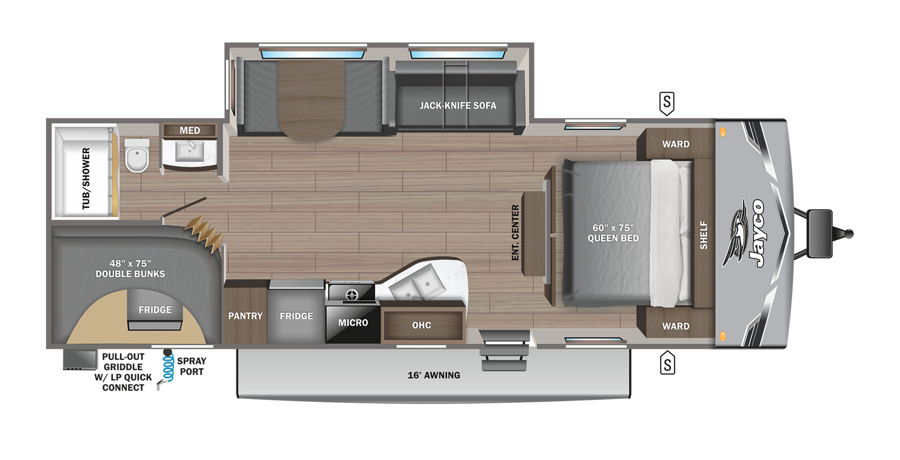 View 2025 Jayco Jay Flight 267BHSW complete specs and manufacturer brochures