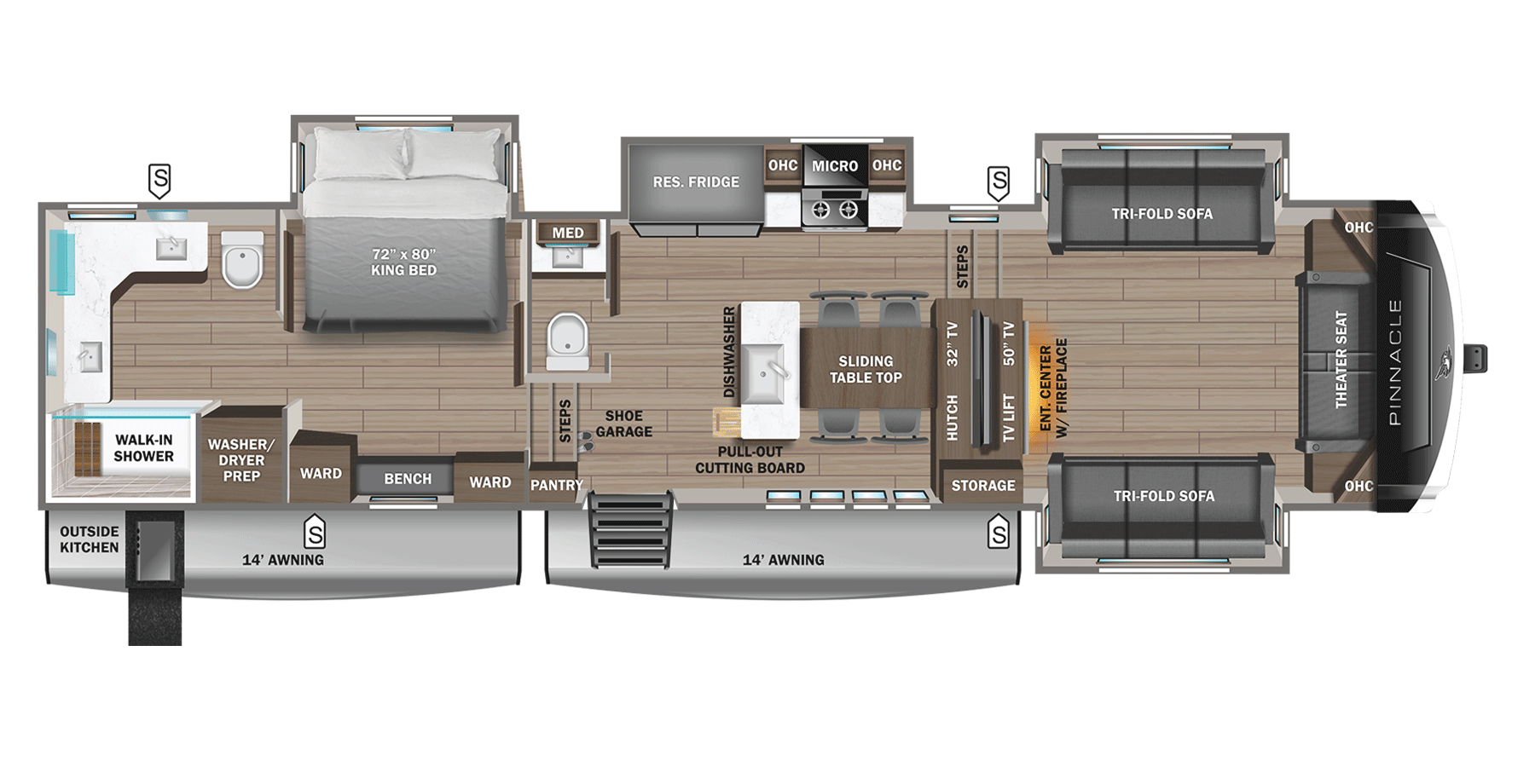 View 2025 Jayco Pinnacle 38FLGS complete specs and manufacturer brochures