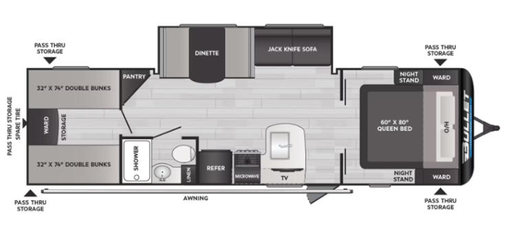View 2025 Keystone Bullet Classic 2840BHWE complete specs and manufacturer brochures