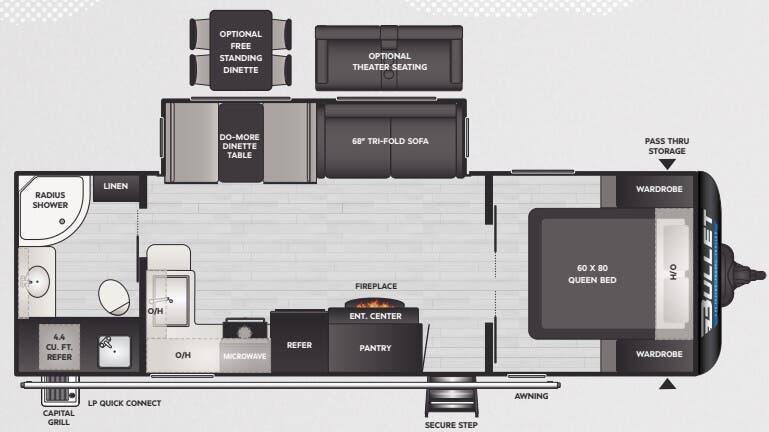 View 2025 Keystone Bullet Crossfire 260RBS complete specs and manufacturer brochures