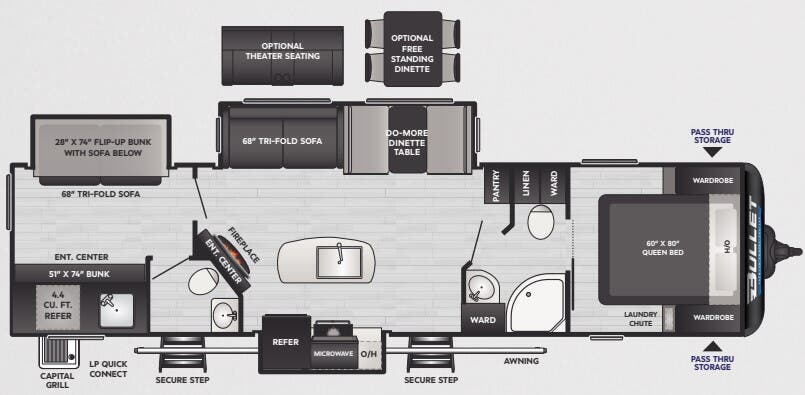 View 2025 Keystone Bullet Premium 330BKQ complete specs and manufacturer brochures