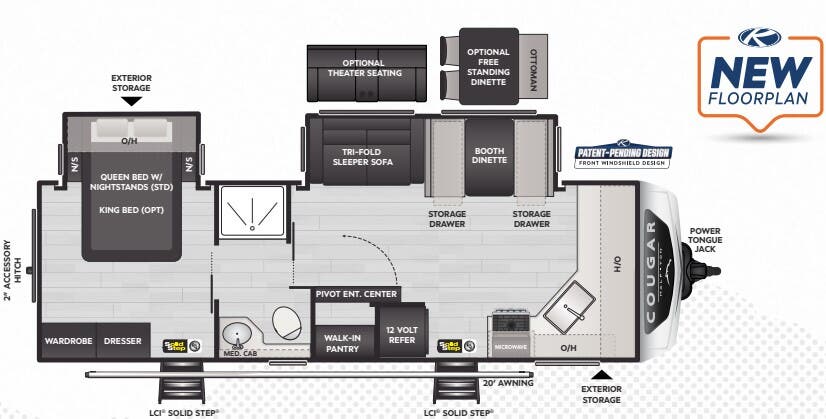 View 2025 Keystone Cougar Half-Ton 25FKD complete specs and manufacturer brochures