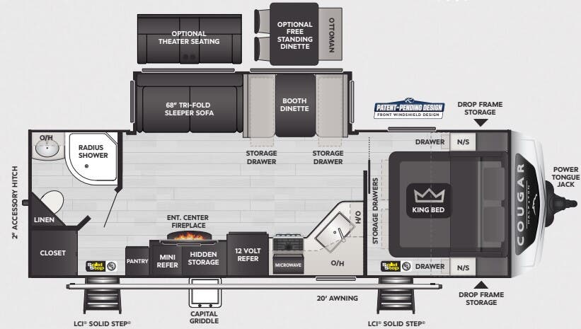 View 2025 Keystone Cougar Half-Ton 26RBSWE complete specs and manufacturer brochures