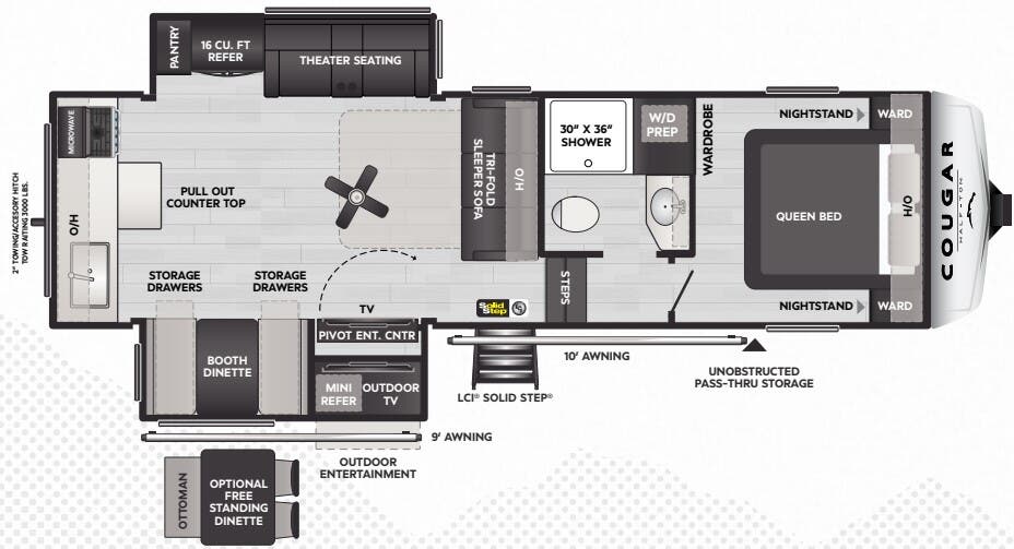 View 2025 Keystone Cougar Half-Ton 26RKE complete specs and manufacturer brochures