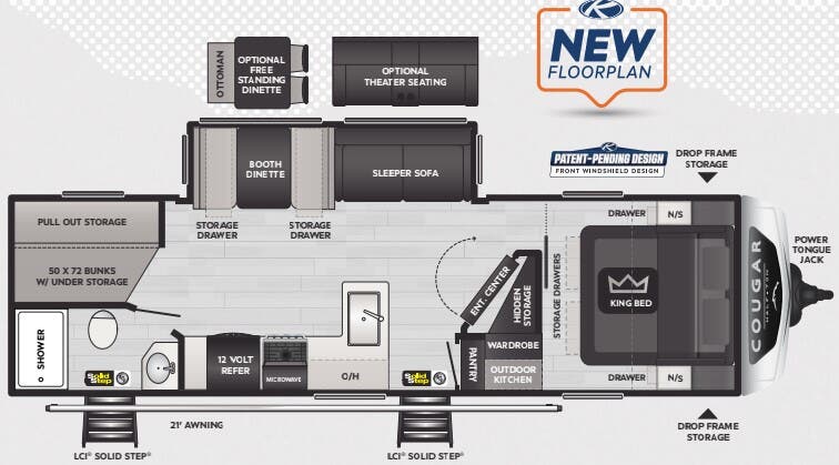 View 2025 Keystone Cougar Half-Ton 28BHS complete specs and manufacturer brochures
