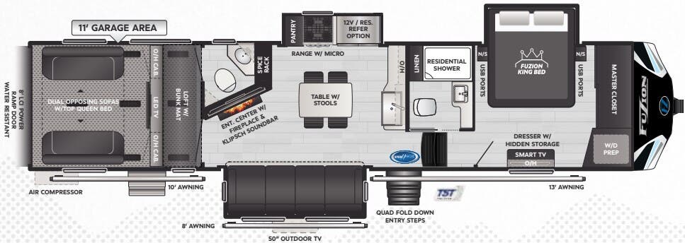 View 2025 Keystone Fuzion 373 complete specs and manufacturer brochures