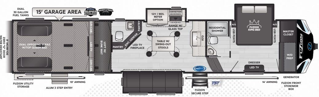 View 2025 Keystone Fuzion 419 complete specs and manufacturer brochures