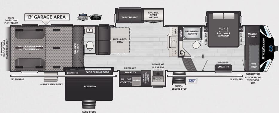 View 2025 Keystone Fuzion 425 complete specs and manufacturer brochures