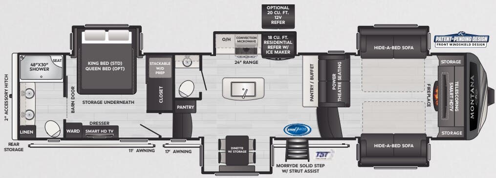 View 2025 Keystone Montana 3761FL complete specs and manufacturer brochures