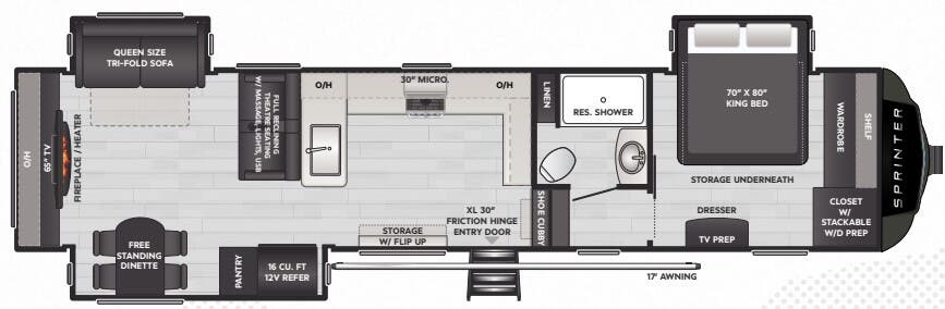 View 2025 Keystone Sprinter 3520RDS complete specs and manufacturer brochures