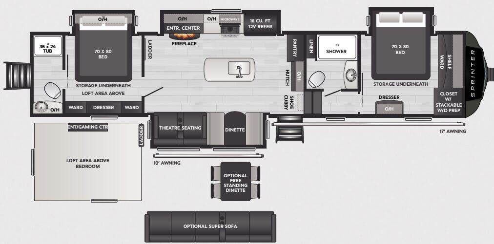 View 2025 Keystone Sprinter 3920DSL complete specs and manufacturer brochures