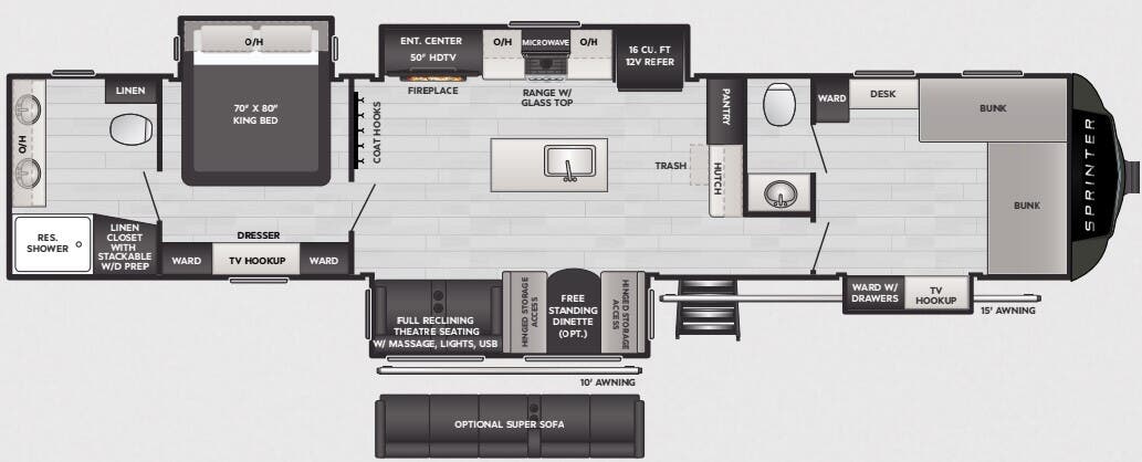 View 2025 Keystone Sprinter 3980FBS complete specs and manufacturer brochures