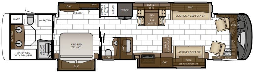 View 2025 Newmar London Aire 4569 (Spartan) complete specs and manufacturer brochures