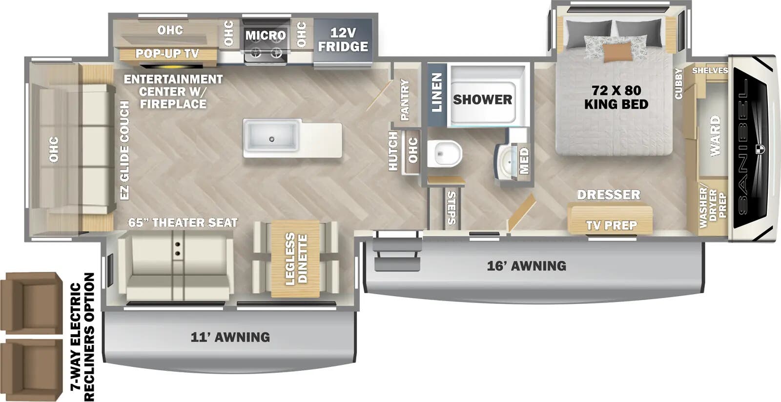 View 2025 Prime Time Sanibel 3102RSWB complete specs and manufacturer brochures