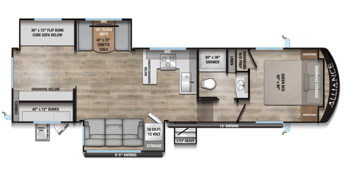 View 2026 Alliance RV Avenue 30BH complete specs and manufacturer brochures