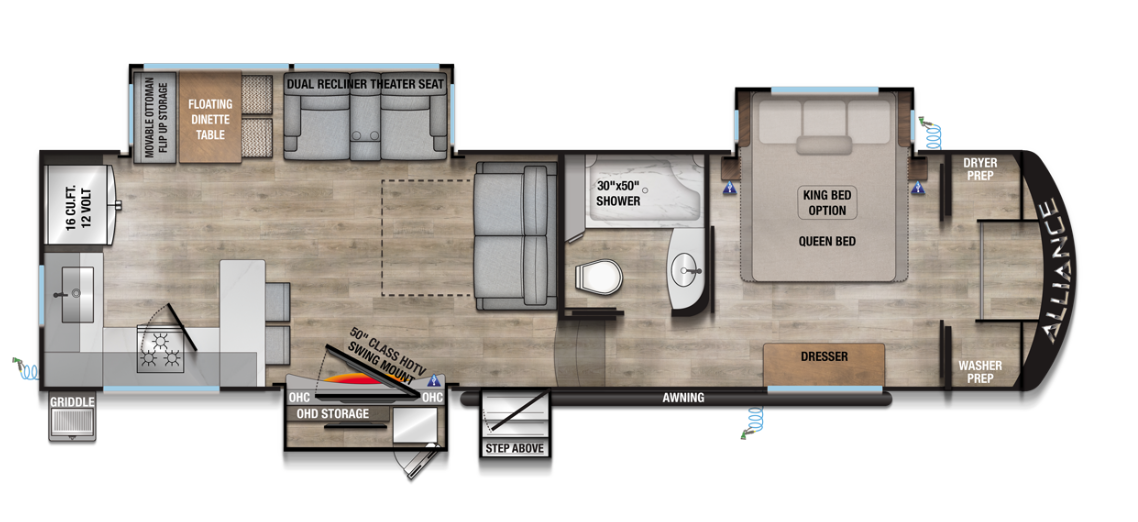View 2026 Alliance RV Avenue 33RKS complete specs and manufacturer brochures