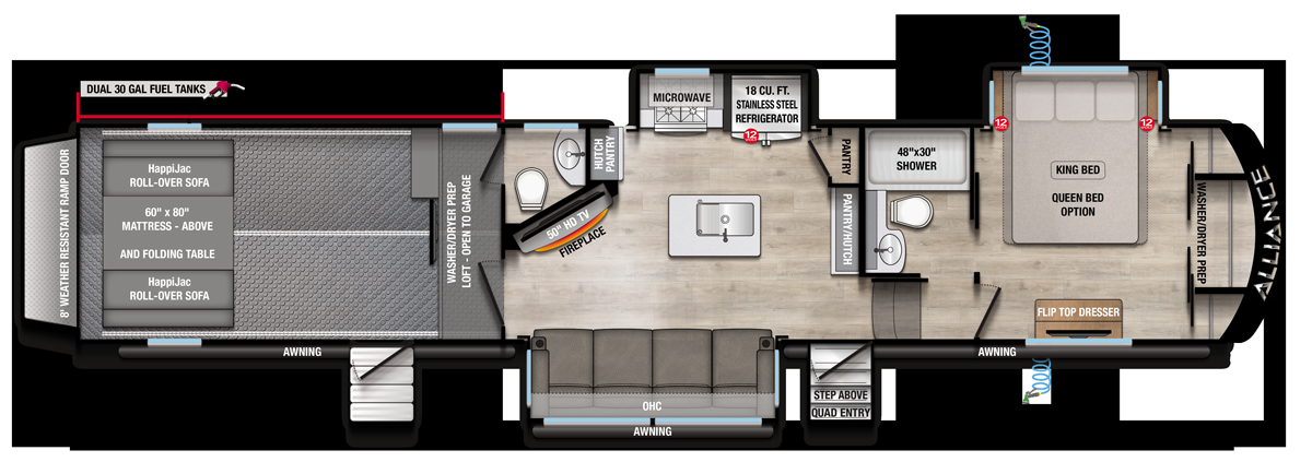 View 2026 Alliance RV Valor 41V16 complete specs and manufacturer brochures