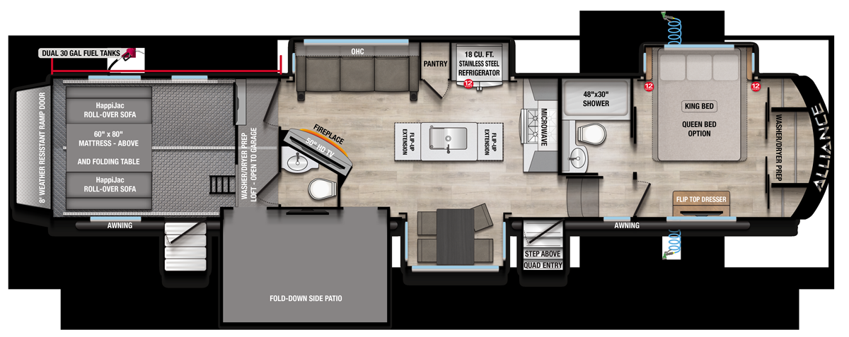 View 2026 Alliance RV Valor 42V14 complete specs and manufacturer brochures