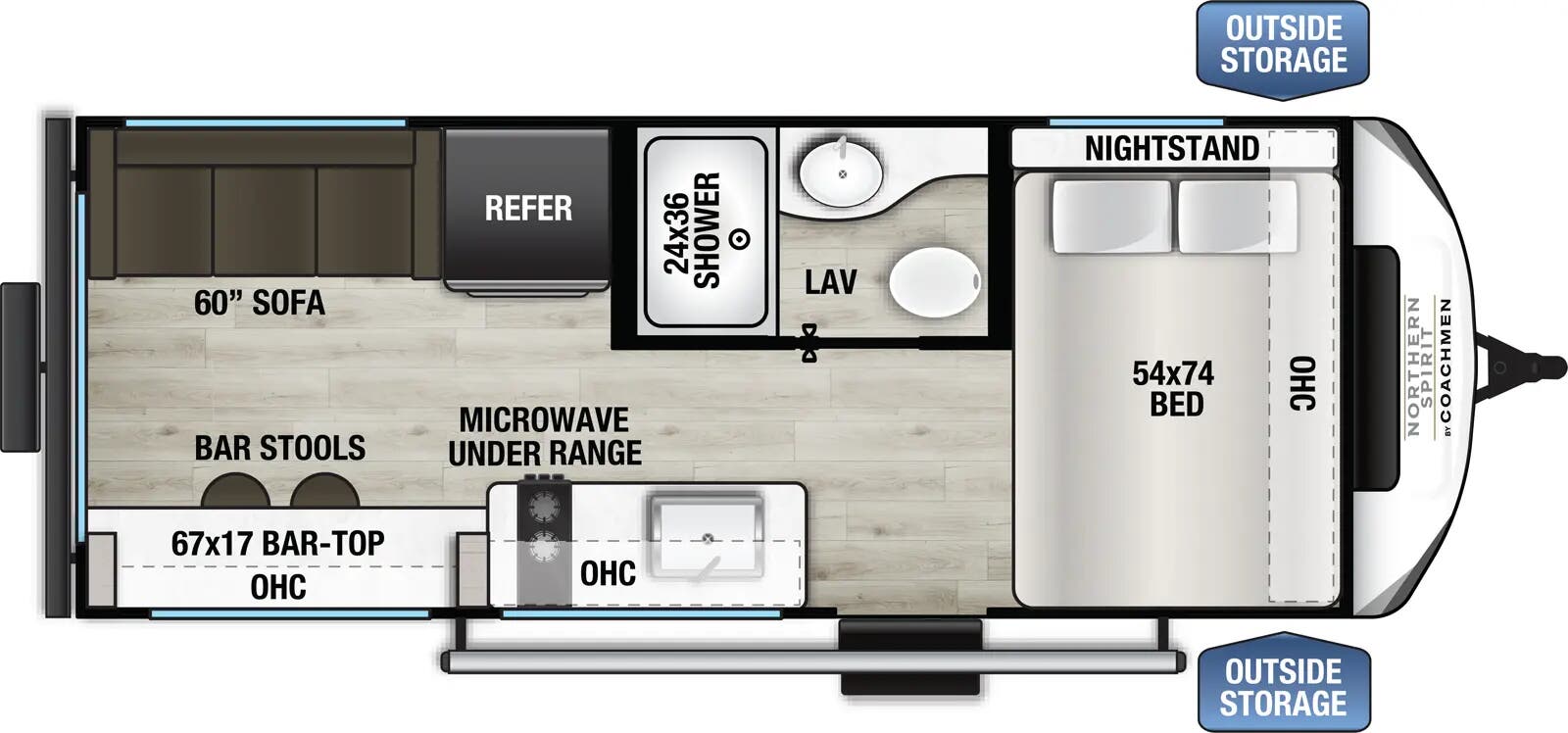 View 2026 Coachmen Northern Spirit Bijou 15RLB complete specs and manufacturer brochures