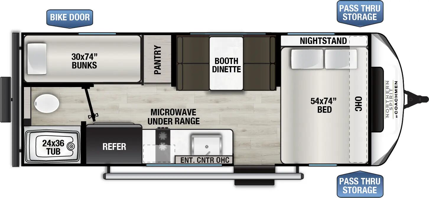 View 2026 Coachmen Northern Spirit Bijou 17BHB complete specs and manufacturer brochures
