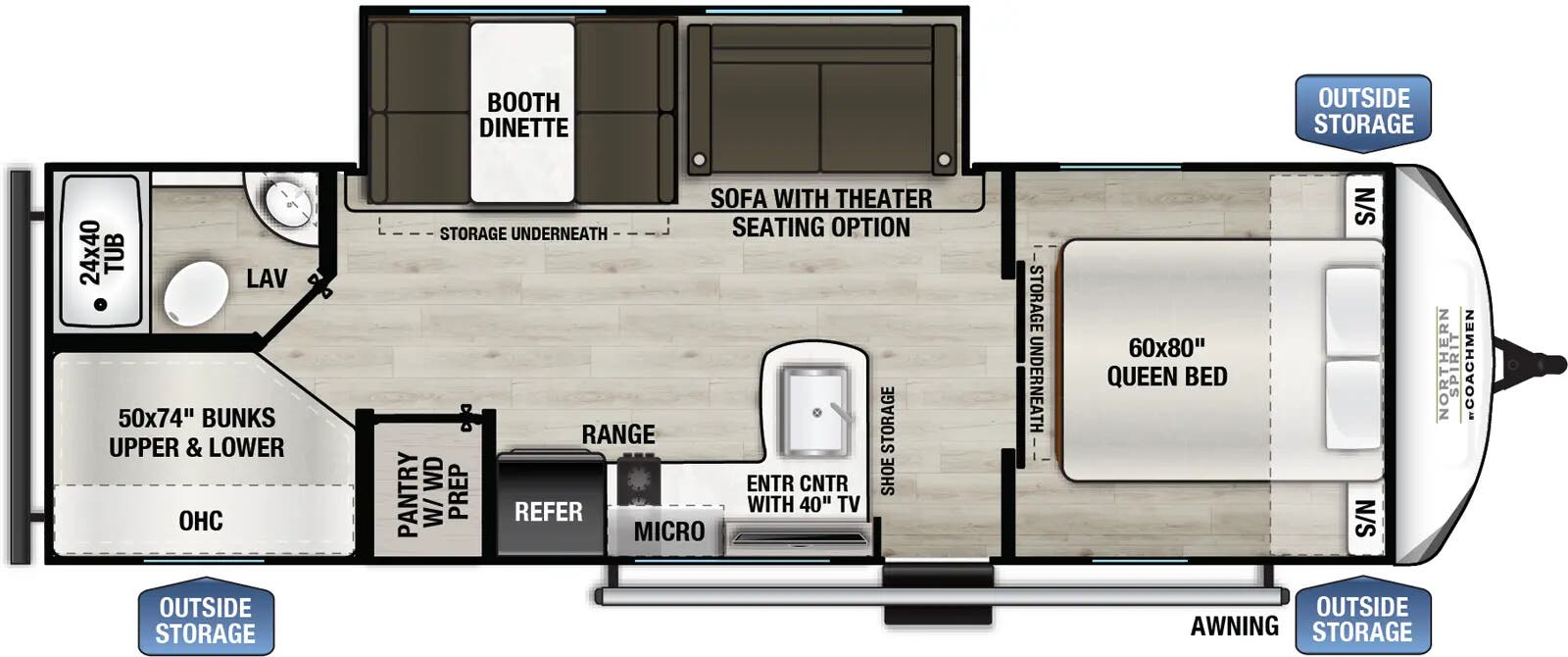 View 2026 Coachmen Northern Spirit SE 26BH complete specs and manufacturer brochures
