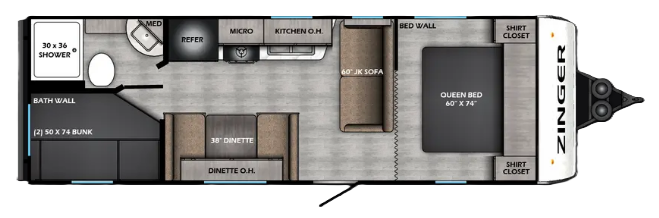 View 2026 CrossRoads Zinger Lite 252BH complete specs and manufacturer brochures