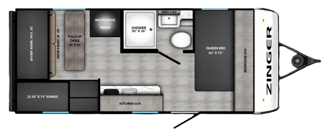 View 2026 CrossRoads Zinger Lite Mini 18QB complete specs and manufacturer brochures