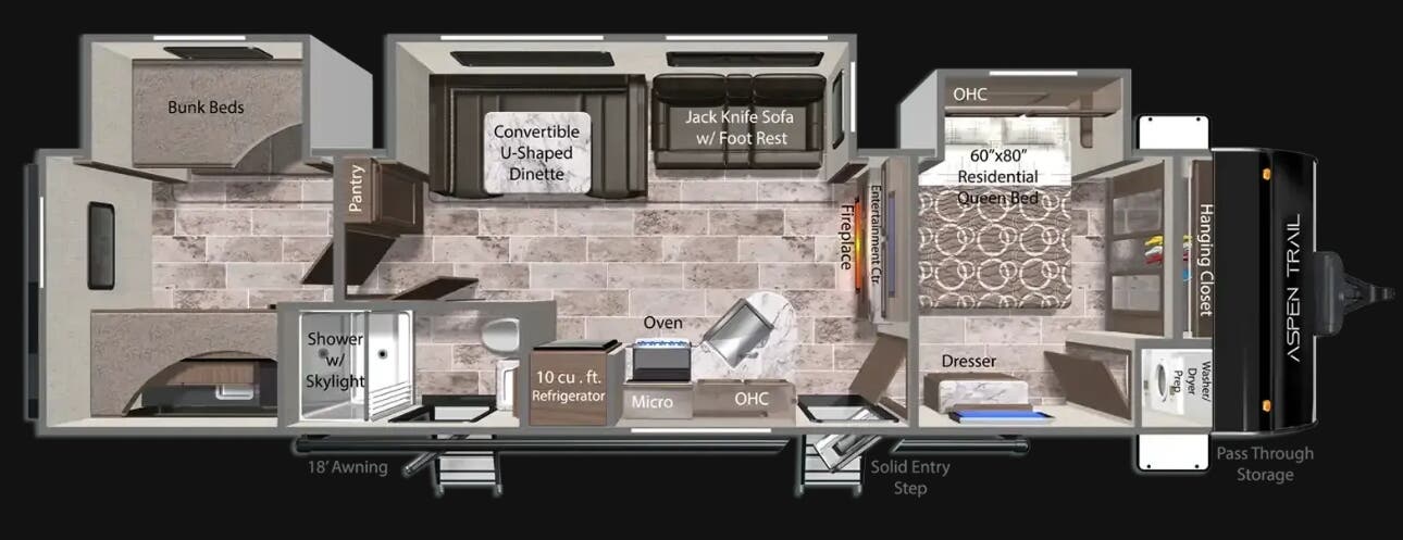 View 2026 Dutchmen Aspen Trail 3400BHS complete specs and manufacturer brochures