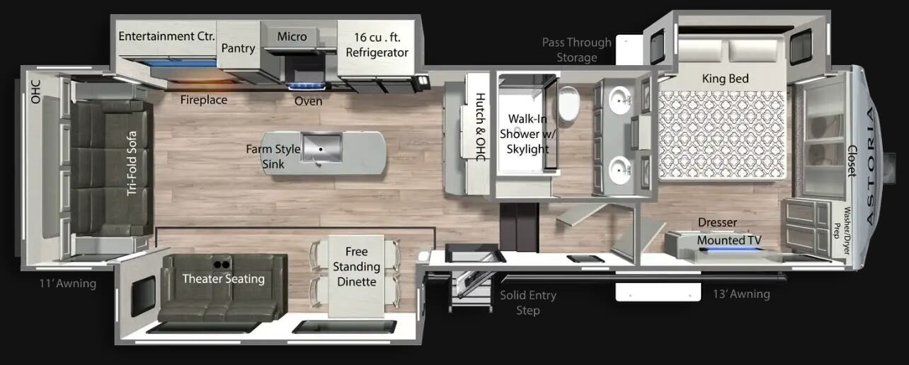 View 2026 Dutchmen Astoria 3173RLP complete specs and manufacturer brochures