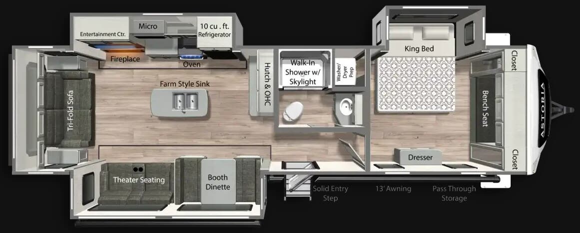 View 2026 Dutchmen Astoria 3313RL complete specs and manufacturer brochures