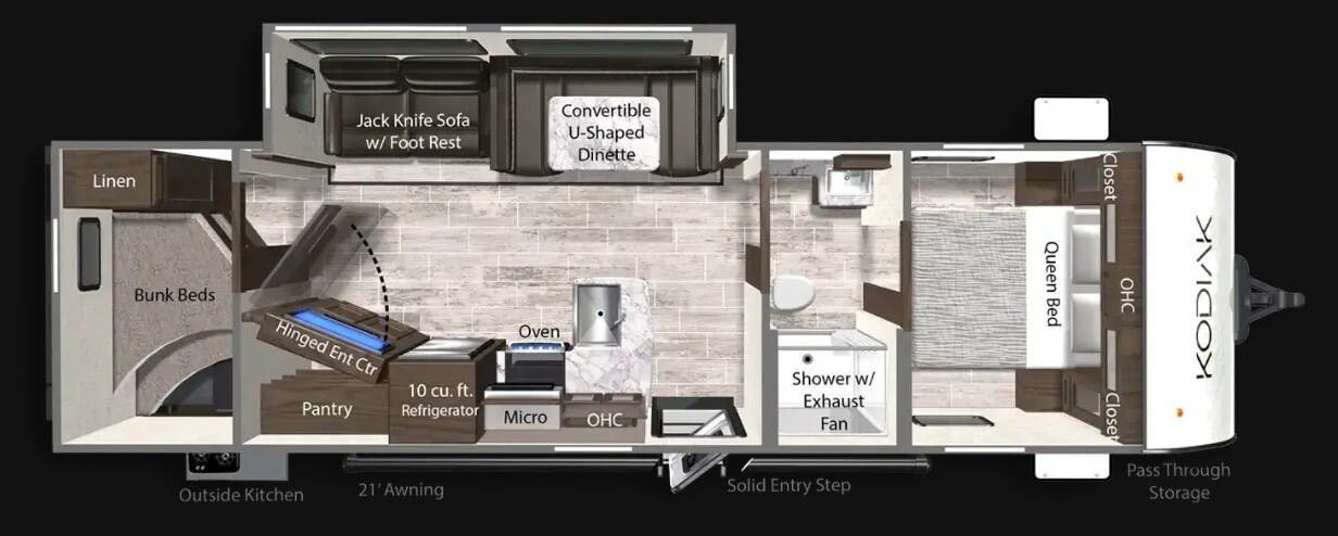 View 2026 Dutchmen Kodiak 296BHSL complete specs and manufacturer brochures