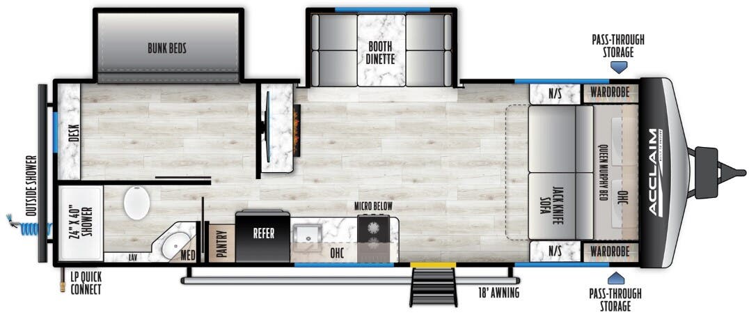 View 2026 East to West Acclaim 2350BH complete specs and manufacturer brochures