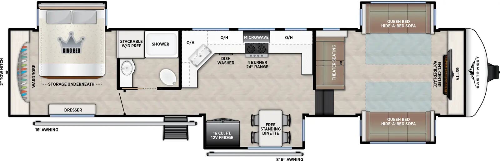 View 2026 East to West Blackthorn 3865FLR complete specs and manufacturer brochures