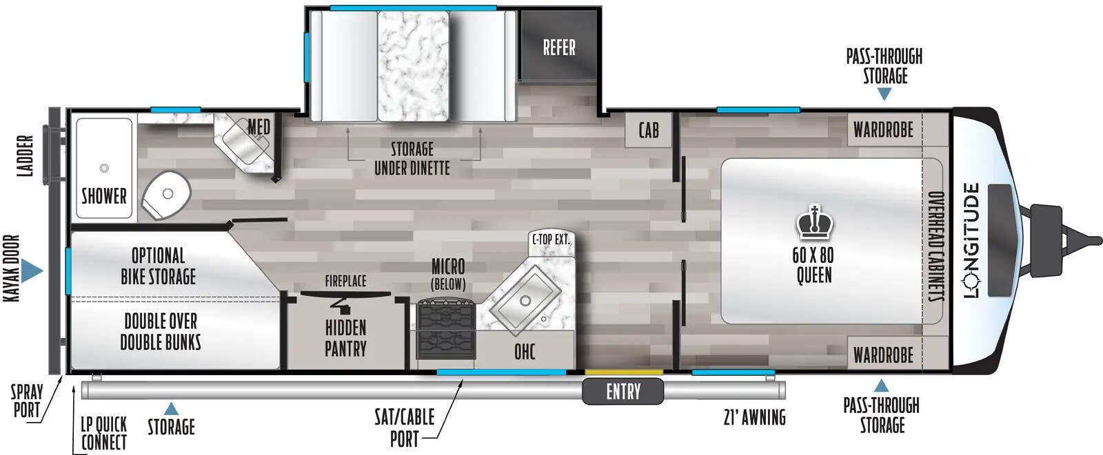 View 2026 East to West Longitude 255BH complete specs and manufacturer brochures