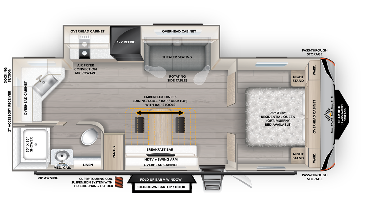 View 2026 Ember RV Touring Edition 2300MLL complete specs and manufacturer brochures