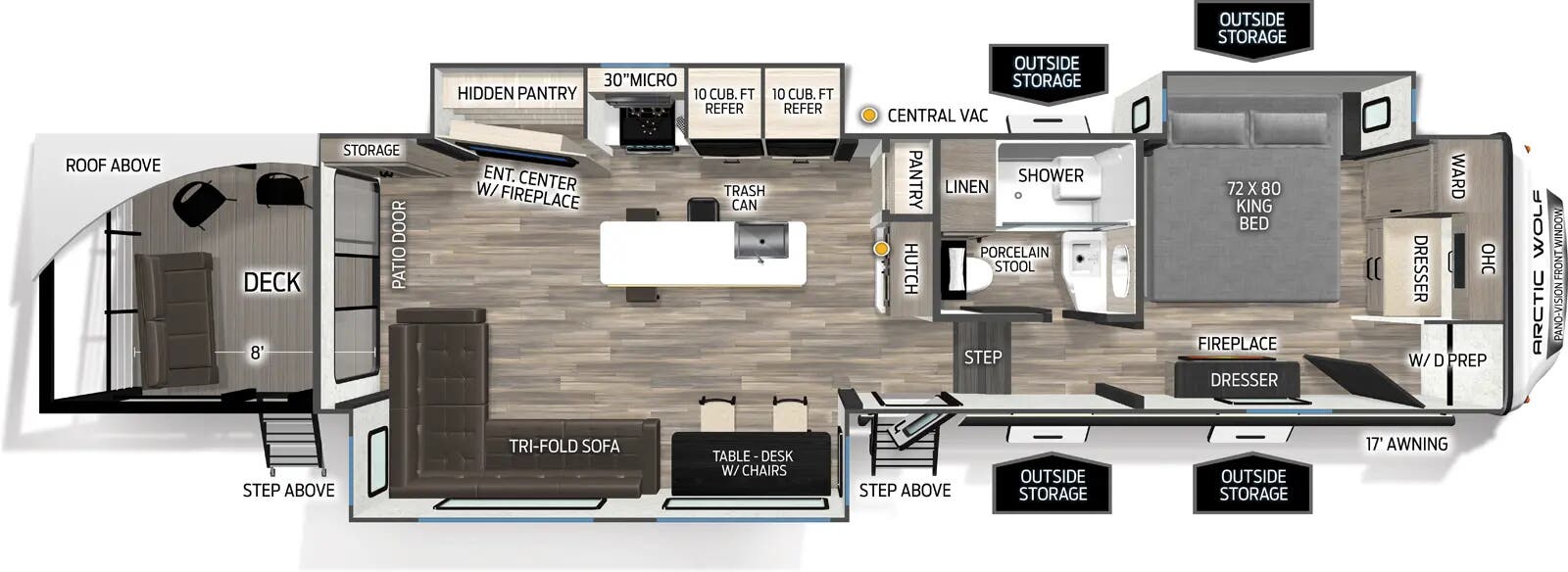 View 2026 Forest River Arctic Wolf 3800DECK complete specs and manufacturer brochures