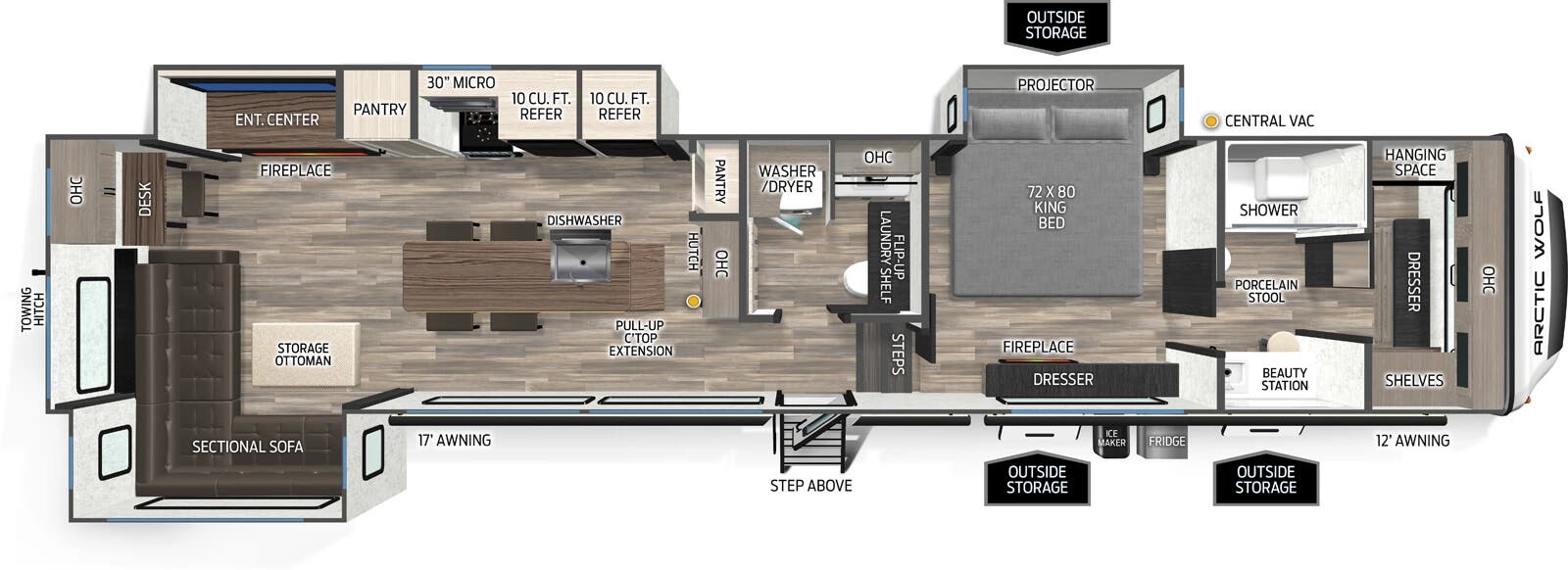 View 2026 Forest River Arctic Wolf 38LEAH.G complete specs and manufacturer brochures