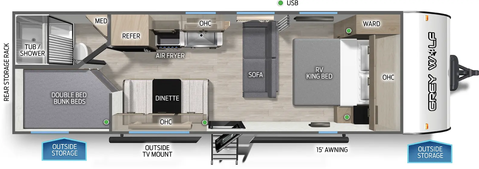 View 2026 Forest River Cherokee Grey Wolf 26DJSE complete specs and manufacturer brochures