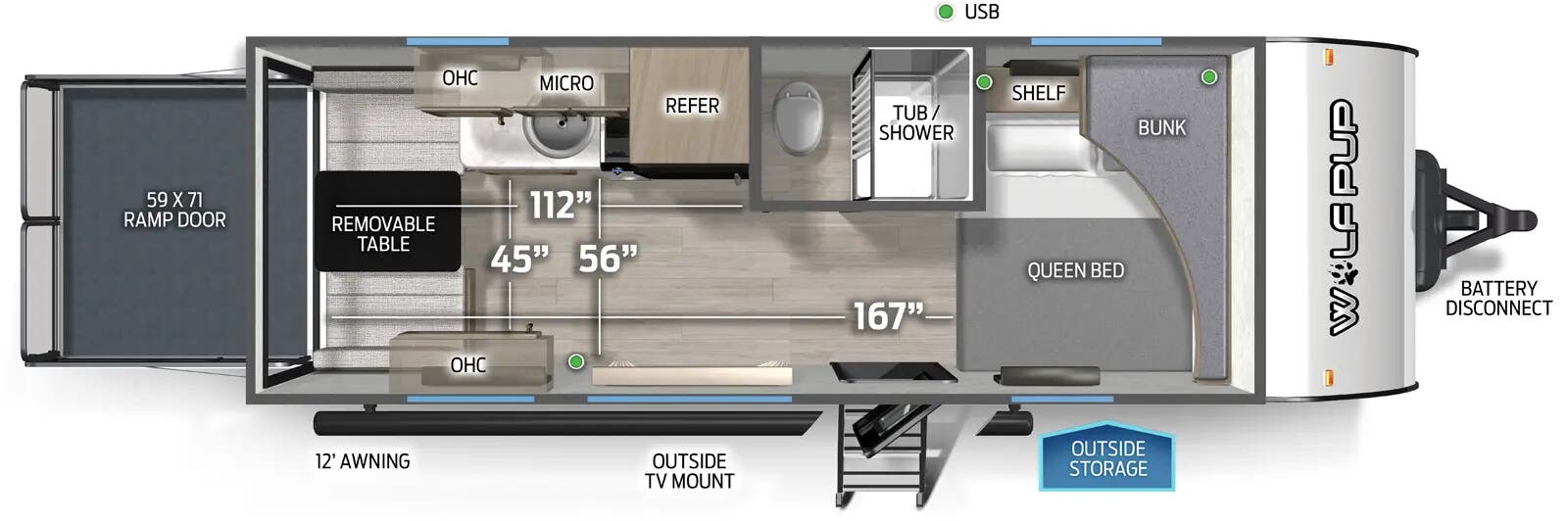 View 2026 Forest River Cherokee Wolf Pup 18RJBW complete specs and manufacturer brochures