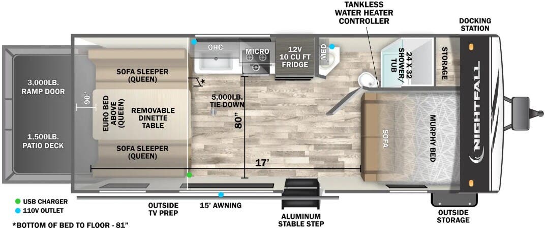 View 2026 Forest River Nightfall 20N complete specs and manufacturer brochures