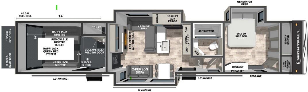 View 2026 Forest River Nightfall 404NHD complete specs and manufacturer brochures