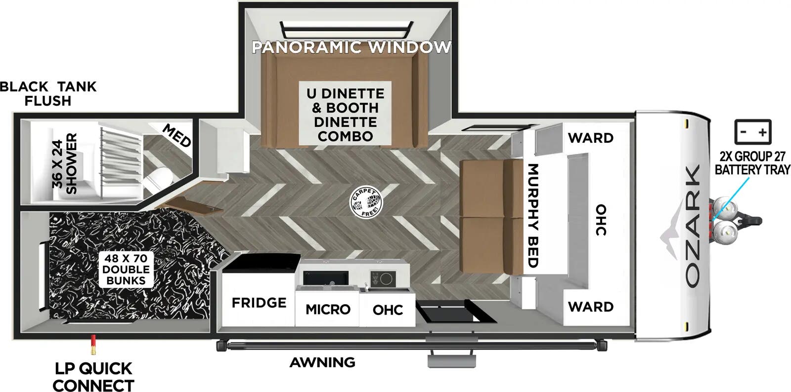 View 2026 Forest River Ozark 1680BSK Ascent complete specs and manufacturer brochures